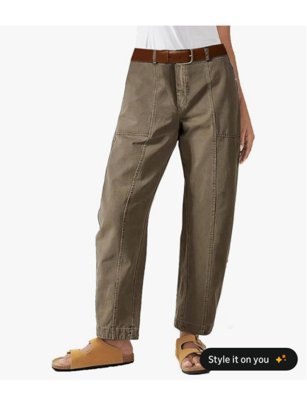 Flamingals Women Mid Waist Carrot Straight Leg Pants Casual Fashion Trendy M.